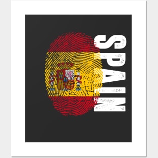 Spain Flag Fingerprint My Story DNA Spanish Posters and Art